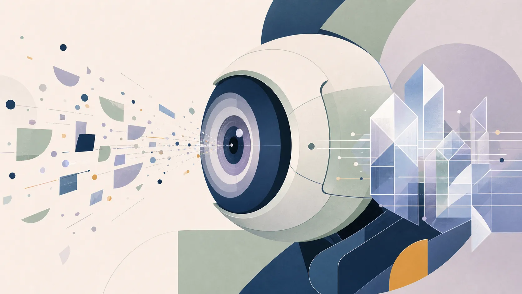 Chaotic human data processed into crystalline structures by a glowing mechanical eye