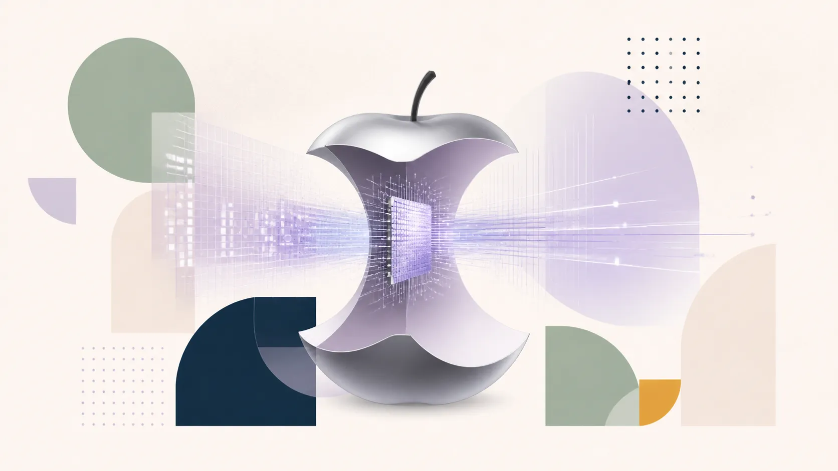 Appleハードウェアと機械学習の融合を示すジオメトリック・アート