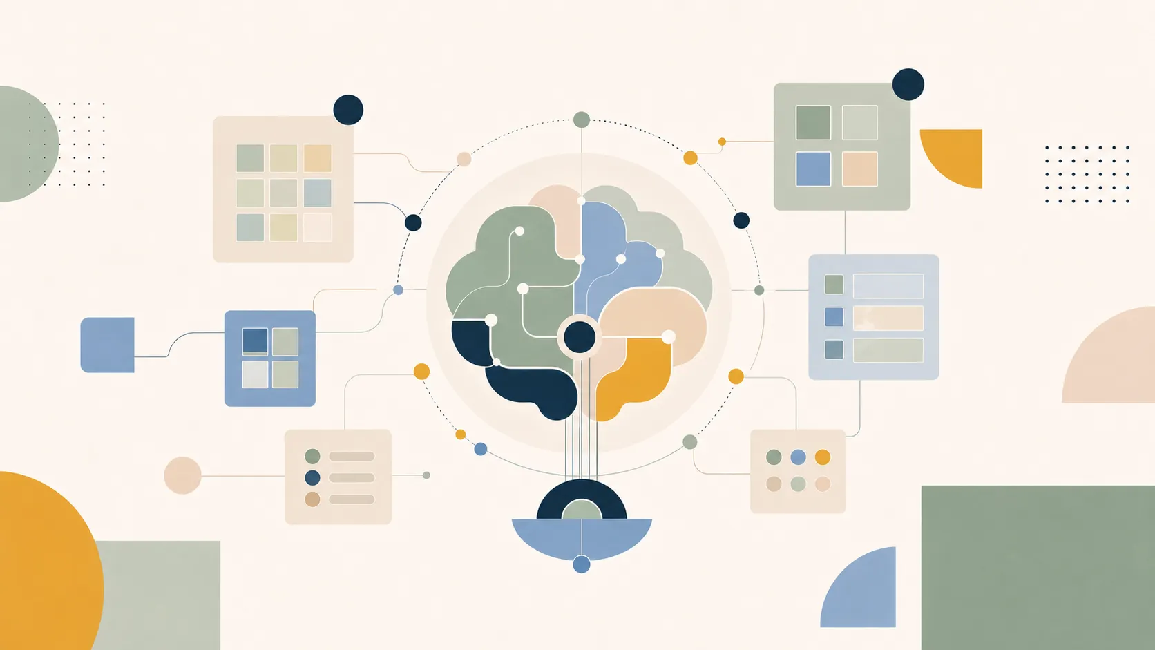AI Agent core interacting with structured data blocks